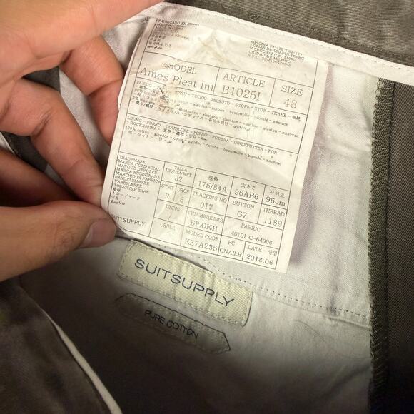 Suitsupply Pants Mens 48 (32x24) Green Ames Drawstring Pleated Chino Trousers - Picture 4 of 10